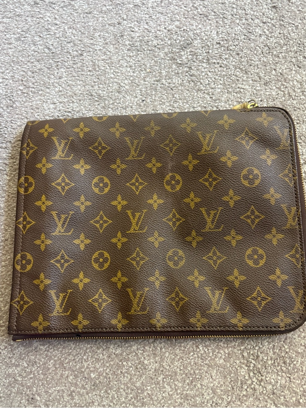 Auth Louis Vuitton Monogram Portfolio Clutch iPad Sleeve Zip Vintage - Picture 2 of 16